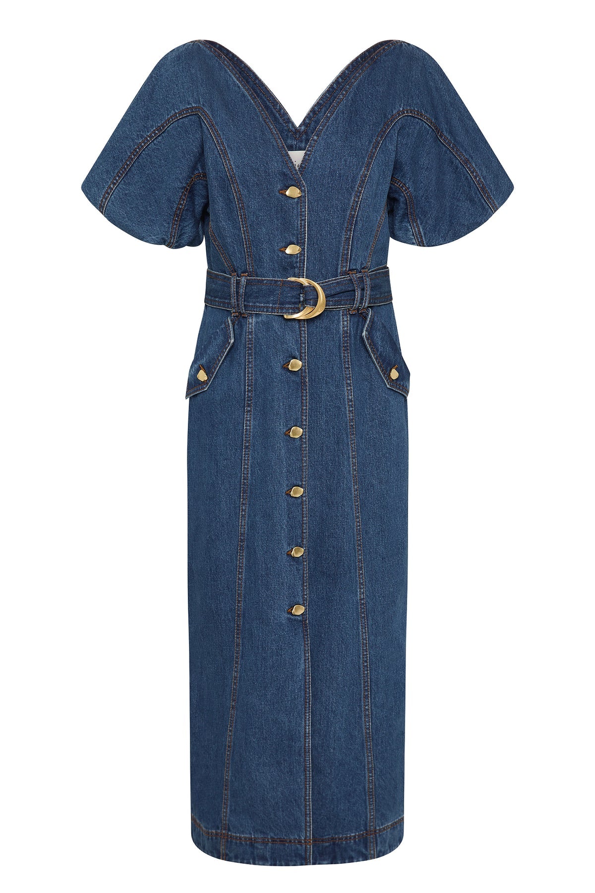 AJE Harper Denim Midi Dress